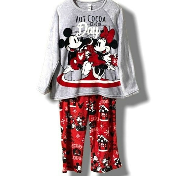 Disney Mickey & Minnie Plush Minky 2-Piece PJ Set - Picture 1 of 15